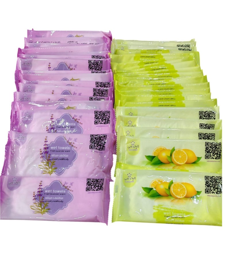 الخزامى منشفة مبللة منعشة برائحة الليمون 25قطعة و منشفة منعشة برائحة اللافندر25 قطعة - Image 1